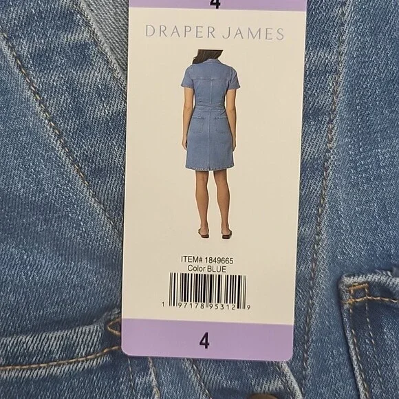 Draper James Women's Blue Short Sleeves Button Front Denim Dress Pockets Size 4 - Picture 6 of 8